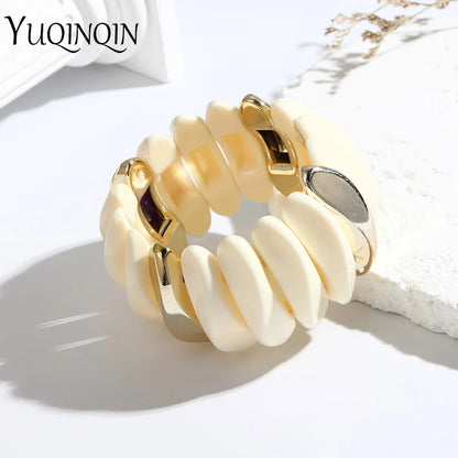 Wedding Wide Bracelet for Girls Charm Resin Bracelets Bangles For Women Luxury High Quality Fashion Jewelry Elastic Party Gifts