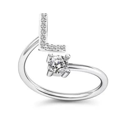 LATS Zircon Initial A-Z Letter Rings for Women Girl Adjustable Opening Ring Name Alphabet Female Wedding Fashion Jewelry Gift