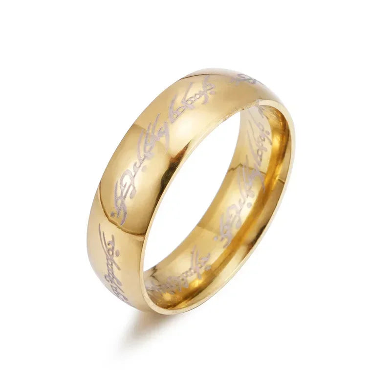 New Lord of The Finger Rings Movie with The Same Inside and Outside 3D Engraving Spanish Sanskrit Ring