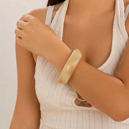 DIEZI Punk Big Geometric irregular Bangles Fashion Hip Hop Acrylic Wide Bangles Bracelets For Women Men New Gift Jewelry