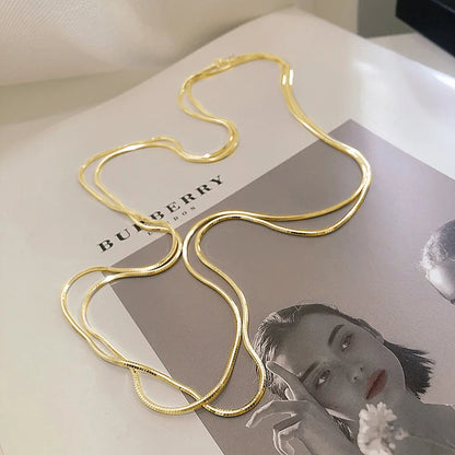 New 925 Sterling Silver Simple Style Long Necklace Personalized Charm Woman Simple Style Choker Birthday Gift Exquisite Jewelry