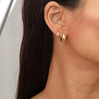 2pcs Stainless Steel Minimalist Huggie Hoop Earrings For Women Gold Color Tiny Round Circle 6/10/12mm Punk Unisex Rock Jewelry