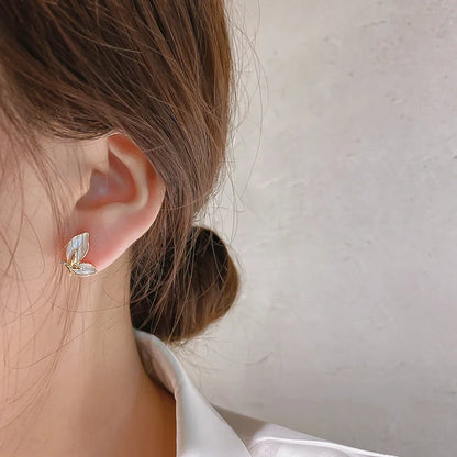 New Fashion Enamel Butterfly Stud Earrings Women Personality Beautiful Golden Rimmed Crystal Butterflies Earrings Jewelry Gift