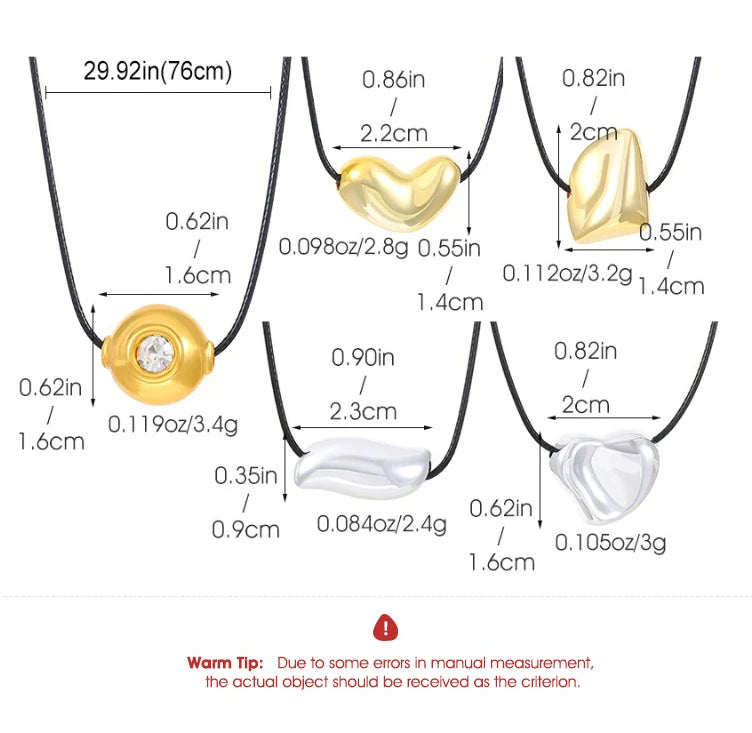 LATS Simple geometry Irregular ball love Heart-shaped knotted rope Necklace for women girl premium adjustable Necklaces Jewelry