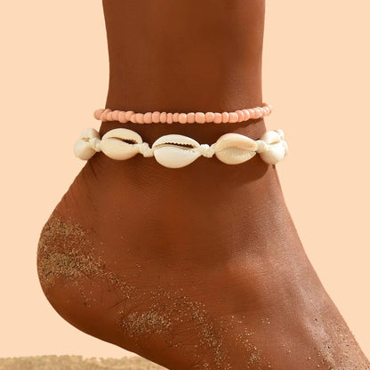Shell Anklets For Women Foot Jewelry Summer Beach Barefoot Bracelets Ankle on Leg Chain Ankle Strap Accessories Bohemian Natural