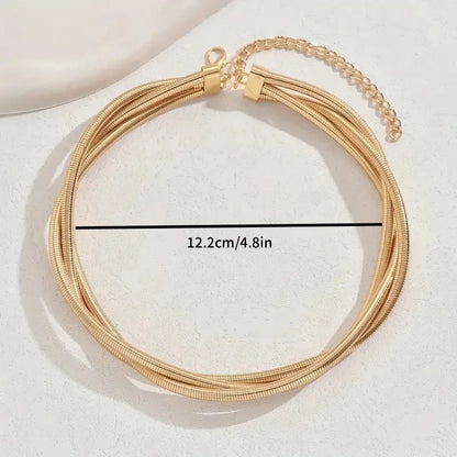 European and American exaggerated necklace personality snake bone multi-layer three line winding loop buckle punk metal necklace