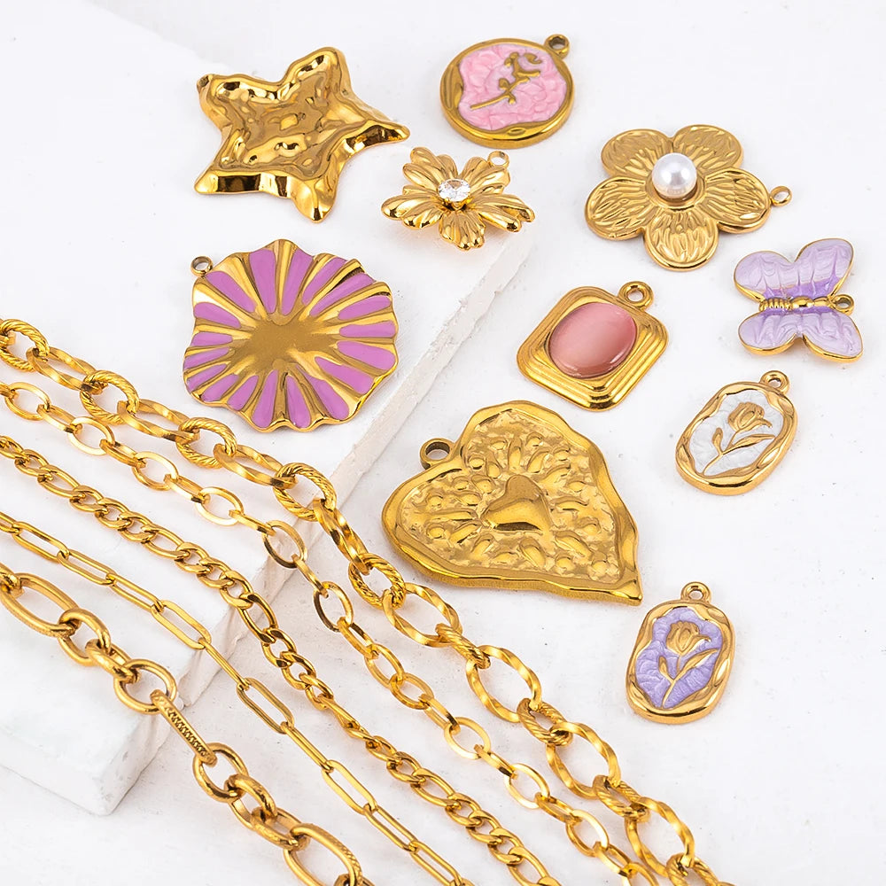 Stainless Steel Pendants Collection Cute Marine Style Pendants Various Earring Components DIY Necklace Jewelry Accessories