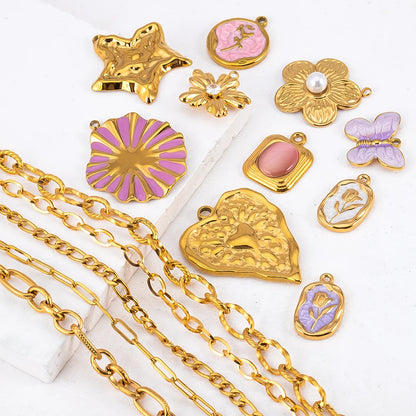 Stainless Steel Pendants Collection Cute Marine Style Pendants Various Earring Components DIY Necklace Jewelry Accessories
