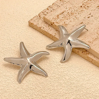 LATS Punk Metal Starfish Stud Earrings for Women Fashion Gold Color Star Geometric Temperament Earrings Summer Jewelry Gift
