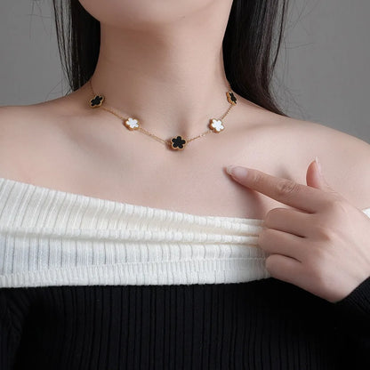 Five-Leaf Plum Blossom Necklace Woman 316L Stainless Steel Clover Elegant Pendant Charm Collarbone Chain Party Jewelry Gifts