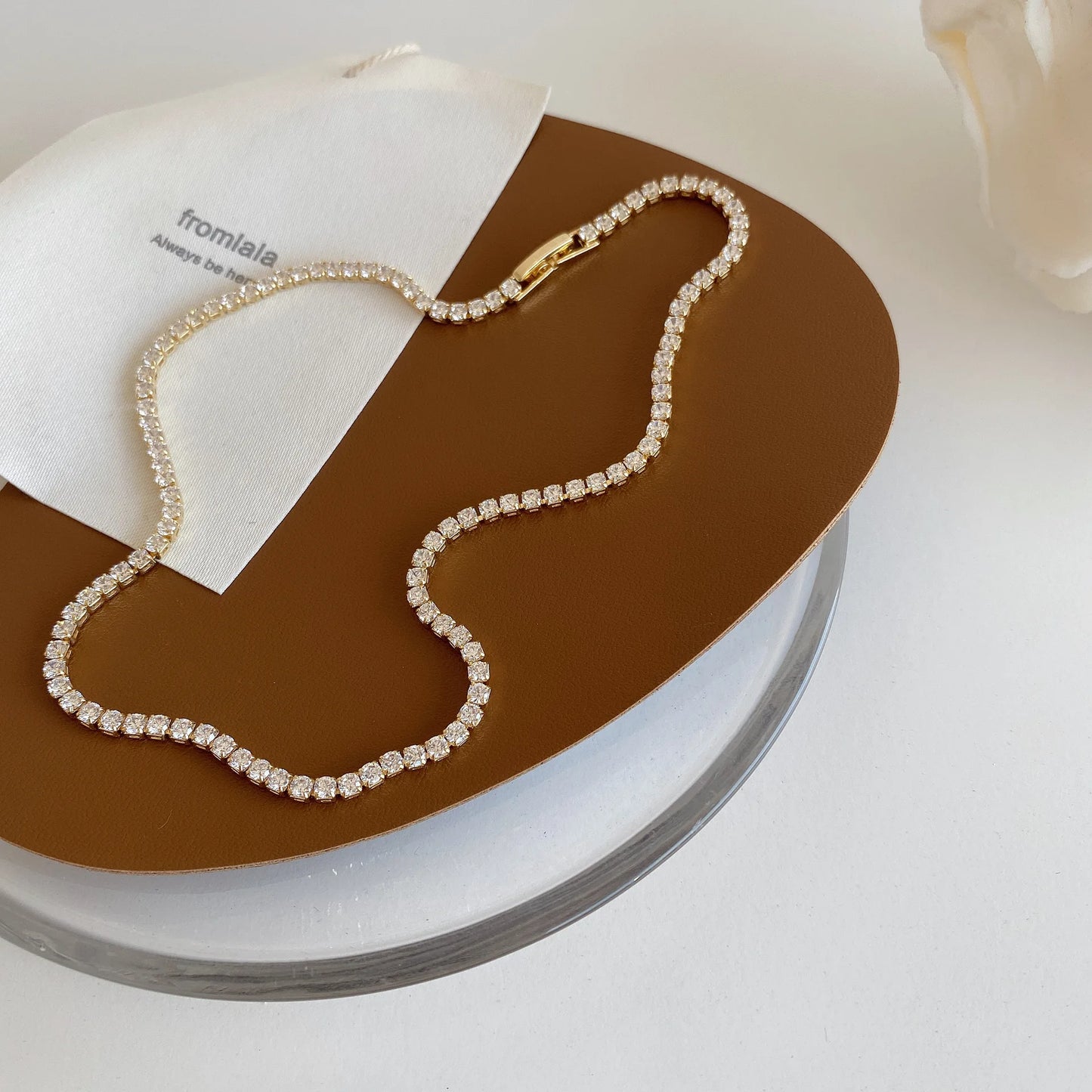 Minar Must Have Shiny Full Rhinestones Beaded Necklace for Women 14K Real Gold Silver Plated Copper Chain Chokers Wholesale