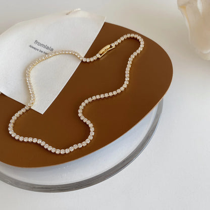 Minar Must Have Shiny Full Rhinestones Beaded Necklace for Women 14K Real Gold Silver Plated Copper Chain Chokers Wholesale
