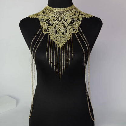 Lace Flower Choker Necklace Large Fashion Women's Long Necklaces 2024 Massive Statement Elegant Jewelry