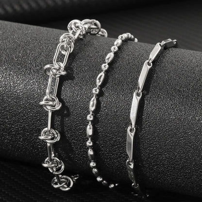 Stainless Steel Bracelet 3 Pieces Popular Creative Knotted Rhombic Chain Fine Bracelet For Women Jewelry Unusual Gift New Senior