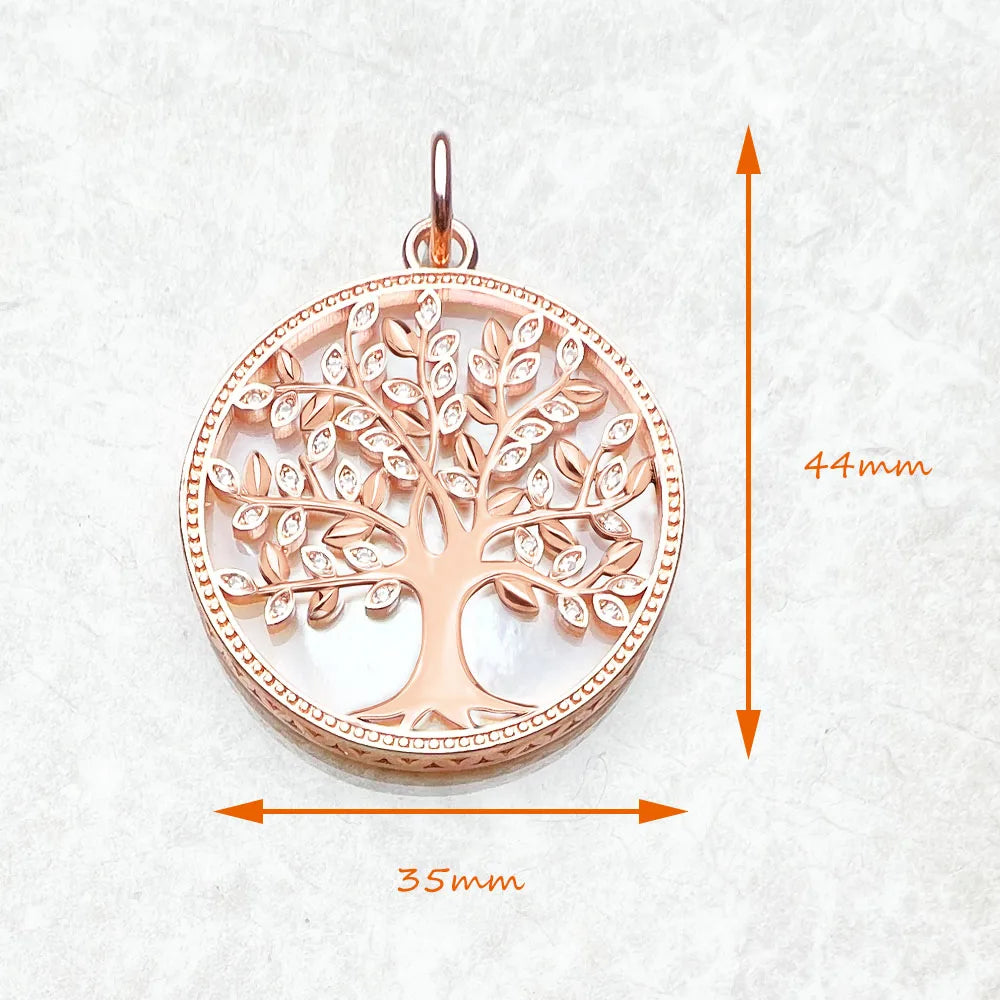 Pendants White Tree Rose Gold Color New Jewelry Romantic Symbol Balance 925 Sterling Silver Accessories Gift For Women