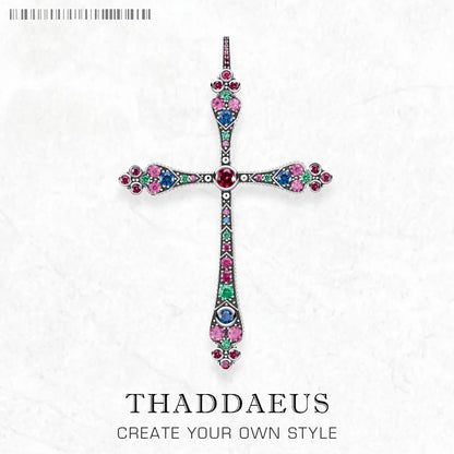 Pendants Royalty Cross Colorful New Victorian Jewelry Bohemia 925 Sterling Silver Accessories Gift For Women