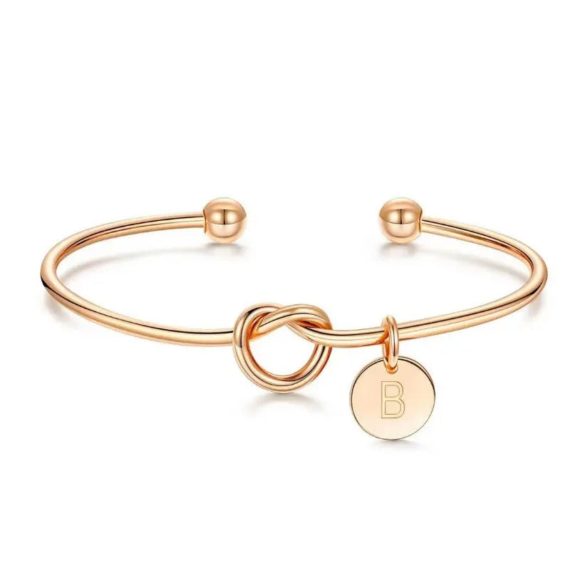 Trendy Initial Coin Charm Bangle for Women Men Lover Wife Stainless Steel Letter Cuff Bracelet Couple Jewelry Dropshipping