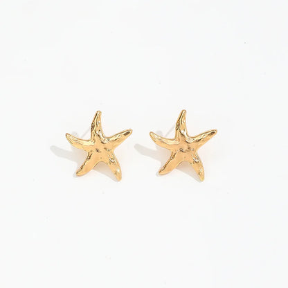 LATS Punk Metal Starfish Stud Earrings for Women Fashion Gold Color Star Geometric Temperament Earrings Summer Jewelry Gift