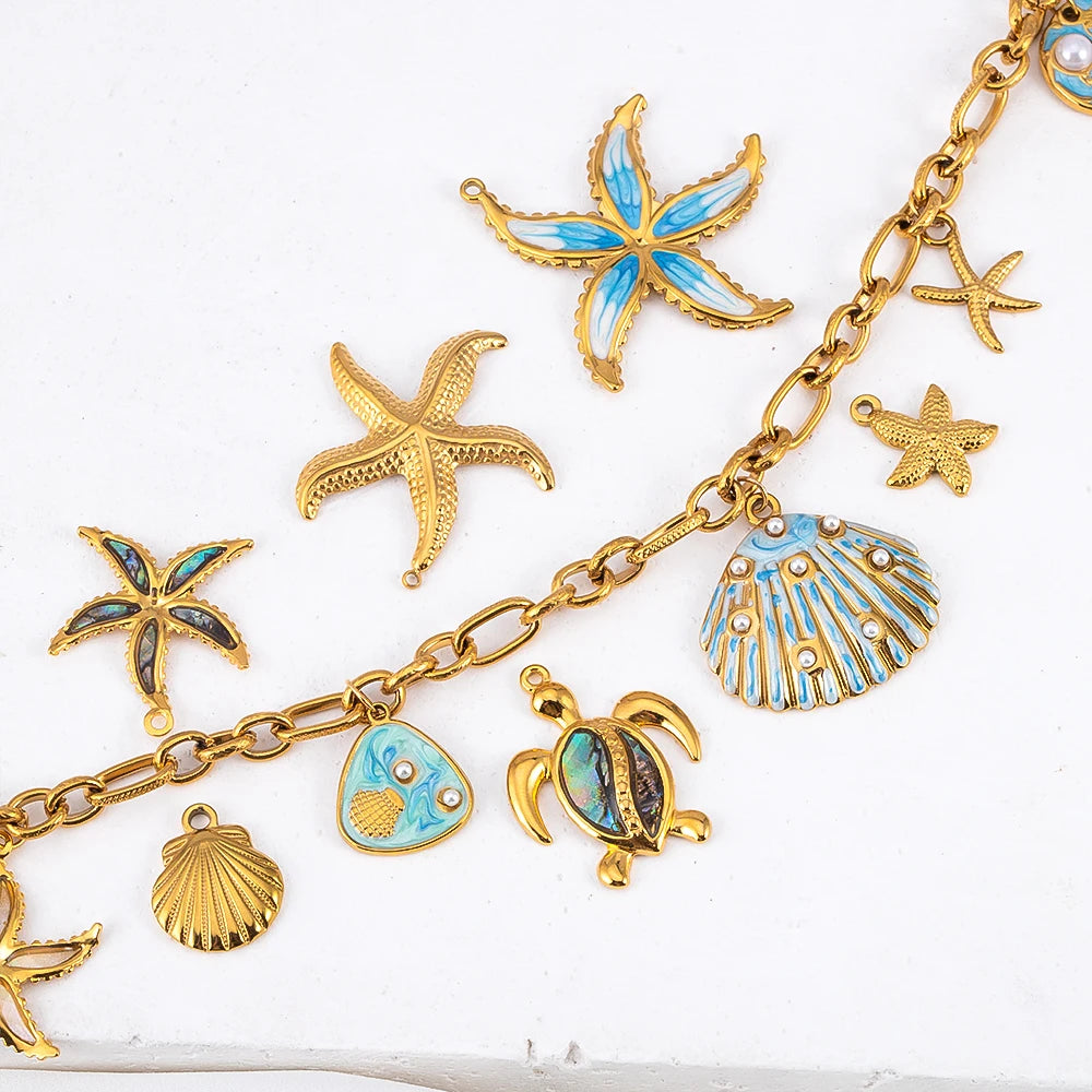 Stainless Steel Pendants Collection Cute Marine Style Pendants Various Earring Components DIY Necklace Jewelry Accessories