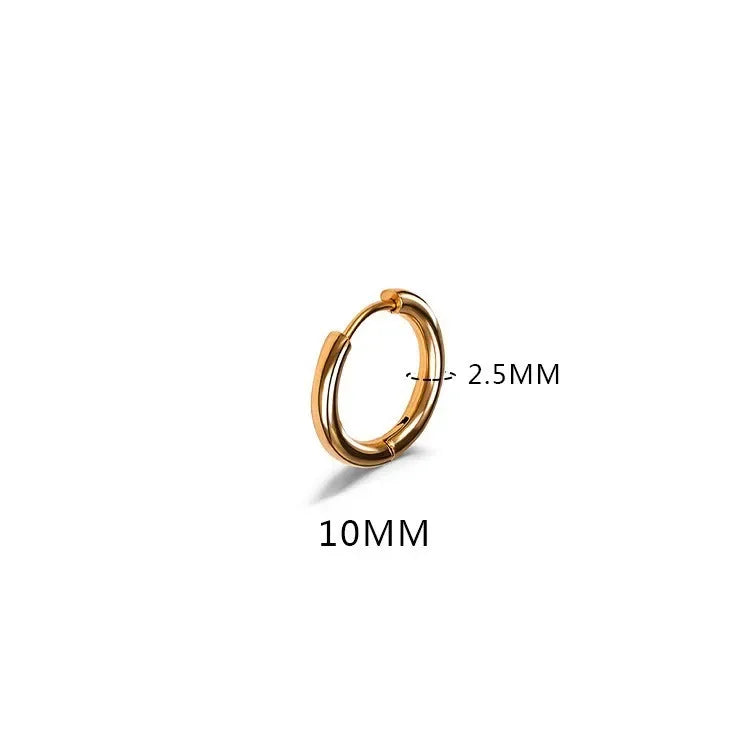 LATS 2024 New Simple Stainless Steel Small Hoop Earrings for Women Men 8mm To 20mm Round Cartilage Ear Piercing Fashion Jewelry