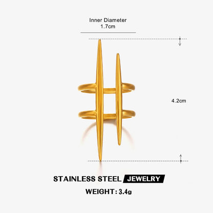 LATS New Design Fashion Pop Gold-Plated Stainless Steel Line Ring for Women Couple Personality Hip Hop Jewelry Wholesale