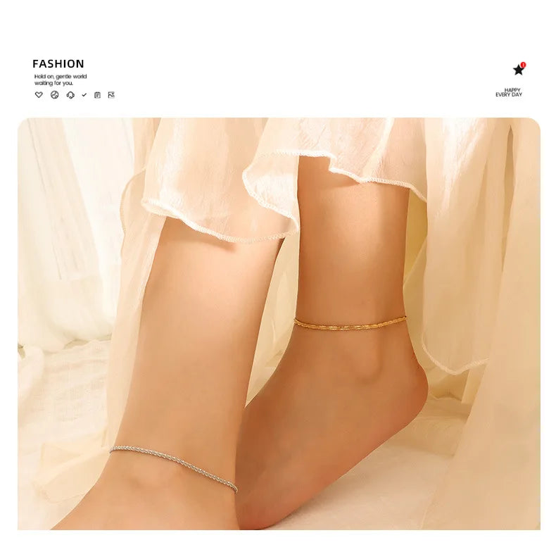 Anklets For Women Stainless Steel 18K Gold Plated High Quality No Tarnish Women's Ankle Bracelets Foot Chains Luxury Ankle Strap