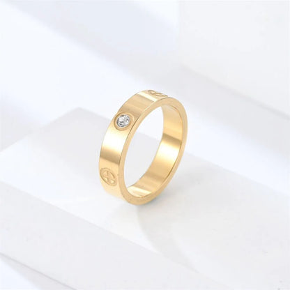 Classic Stainless Steel Cross with Zircon Love Rings for Women Men Couple Finger Ring Luxury Jewelry Wedding Party Gift