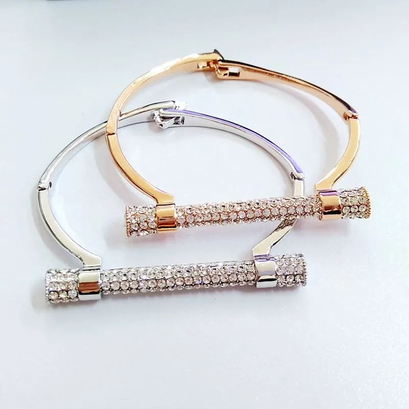 Famous  Luxury Full Crystal  Cuff Bracelets Bangle  For Women Rhinestones   Arm  Jewelry
