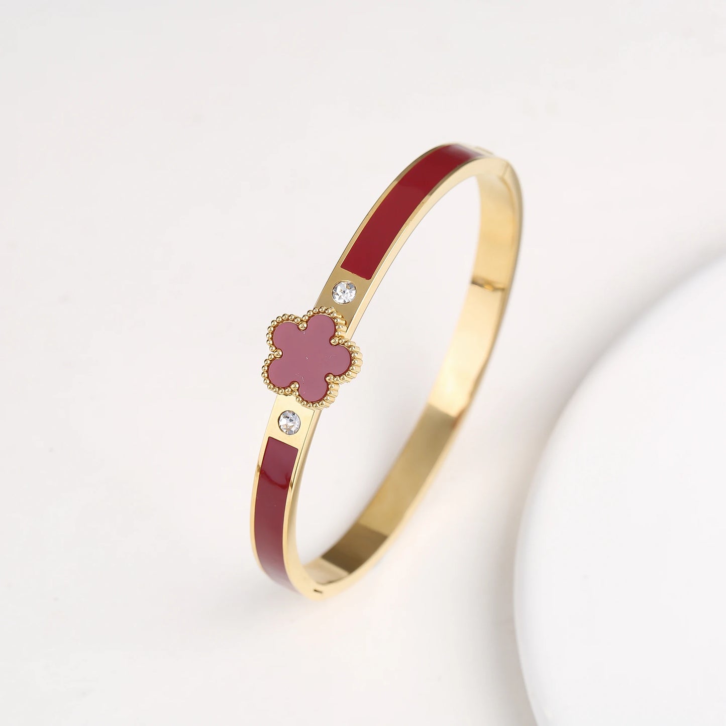 Fashionable New Design Stainless Steel Metal Gold Silver Five Leaf Flower Bracelet High Quality Women's Temperament Gift Clover