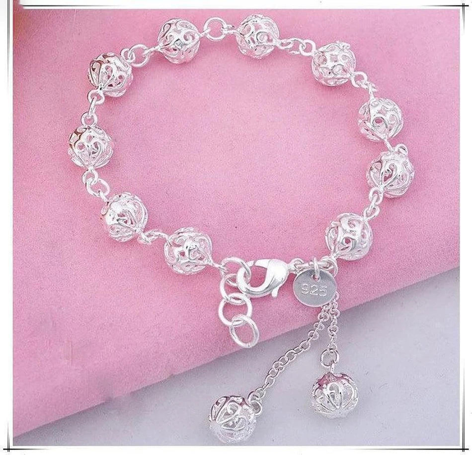 100% 925 Sterling silver Beautiful bracelets noble top pretty fashion Wedding Party cute lady nice Ball women bracelet jewelry