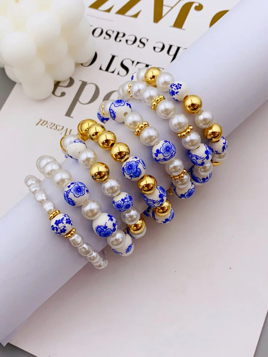 Elegant Ceramic Bracelet with Acrylic Beads and Pearls Handmade for Women's Daily Wear bracelet for women