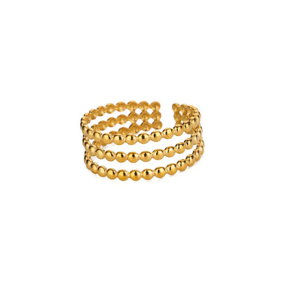 Stainless Steel Beads Design Rings For Women Gold Color Opening Ring Wedding Aesthetic Accessories Party Jewelry Gift BFF anillo