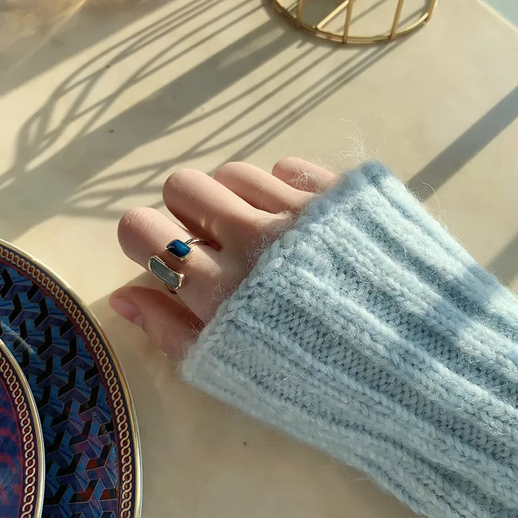 Shell Opal Stone Cuff Rings For Women Girl 2024 New Trend Fashion Personalized Vintage Jewelry Ladies Gifts Party anillos mujer