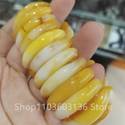 Natural Colorful Amber Bracelet Women Healing Gemstone Fine Jewelry Genuine Baltic Flower Ambers Square Beads Bracelets Bangles