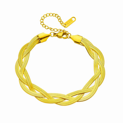 DIEYURO 316L Stainless Steel 3in1 Crossover Snake Chain Necklace Bracelets For Women Girl New Fashion Waterproof Jewelry Set
