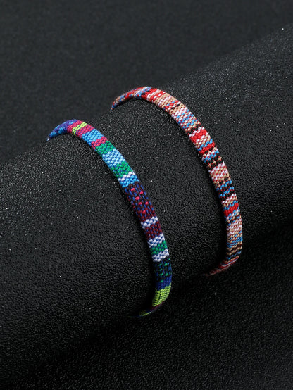 4PCS Summer Bohemian Style Hand-woven Anklets Men and Ladies Couple's Adjustable Anklets Set Beach Leisure