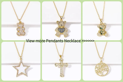 Pendants For Necklace Accessories 18K Gold Plated Brass Inlaid Zircon Moon/Star Charm Pendant DIY Jewelry Making Supplies