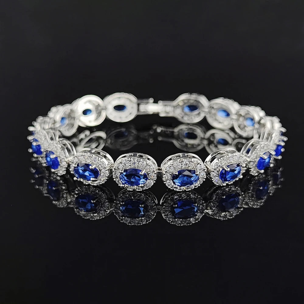2024 New Luxury Blue Red Green Black Color Bracelet Bangle for Women Anniversary Gift Jewelry Wholesale S6923