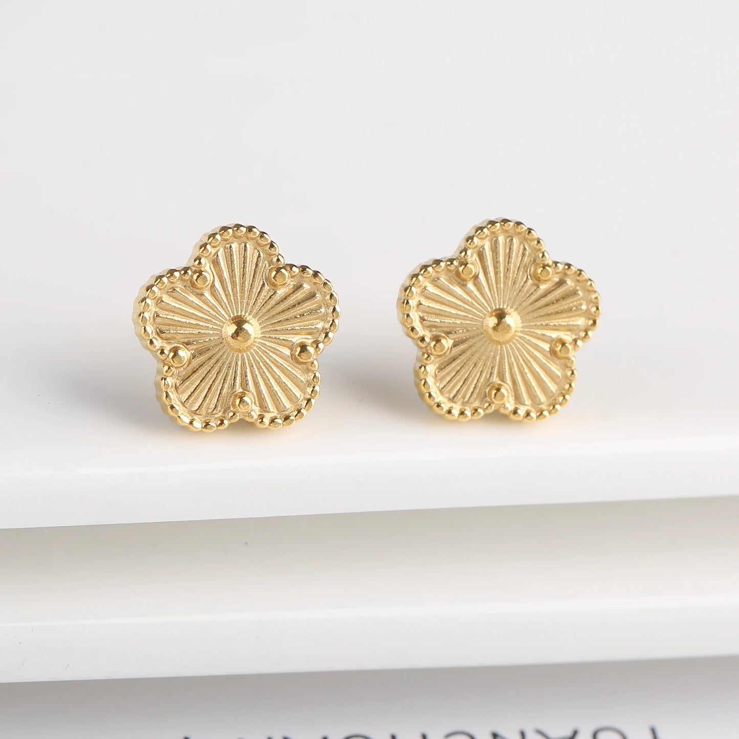 INS Hot Sale Stainless Steel Five Laef Flower Clover Bracelet Jewelry Set Necklace Earrings For Woman Daily Wear Brand Jewelry