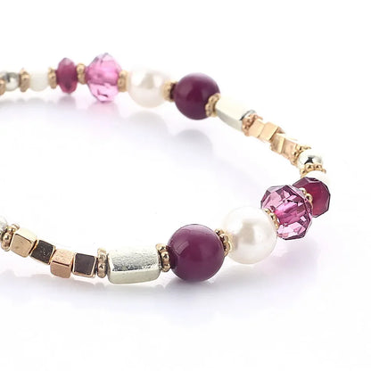 Multilayer Elastic Weave Bracelet Set with Colorful Beads - Bohemian Stackable Bangles for Women - Trendy Jewelry Gift