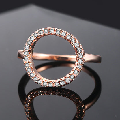 Rings For Women Summer Circle Personality Sweet Gift Rose White Gold Color All Size Fashion Jewelry R843 R844