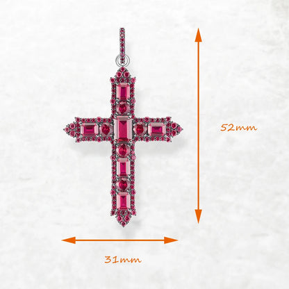 Pendant Rose Color Stone Cross Brand Fashion Trendy Jewelry Europe 925 Sterling Silver Gift For Woman