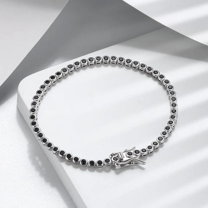 Rinntin Shiny Tennis Bracelet 925 Sterling Silver 1.5/2/3mm Clear Cubic Zirconia for Women Luxury Chain Bracelet Jewelry SB143