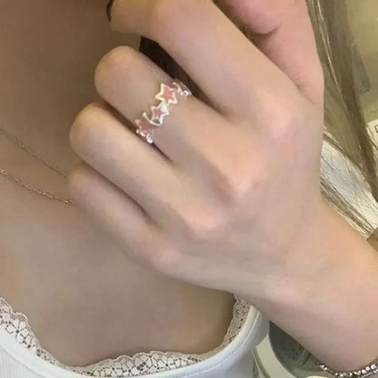 Korean Irregular Star Personalized Rings for Women Geometric Kpop Finger Buckle Jewelry Accessories Y2K Open Ring Christmas Gift