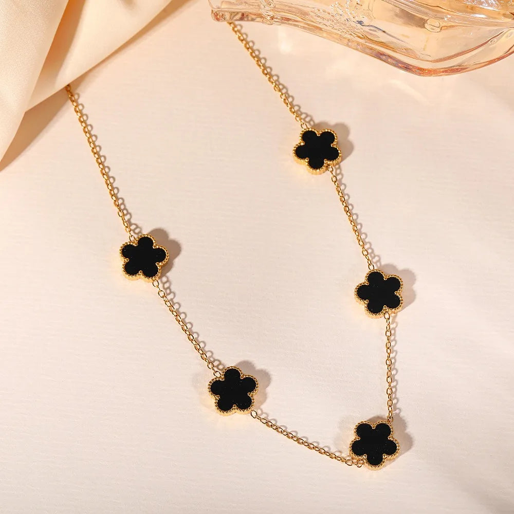 Five-Leaf Plum Blossom Necklace Woman 316L Stainless Steel Clover Elegant Pendant Charm Collarbone Chain Party Jewelry Gifts