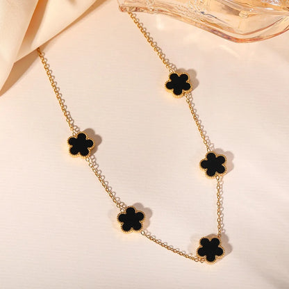 Five-Leaf Plum Blossom Necklace Woman 316L Stainless Steel Clover Elegant Pendant Charm Collarbone Chain Party Jewelry Gifts