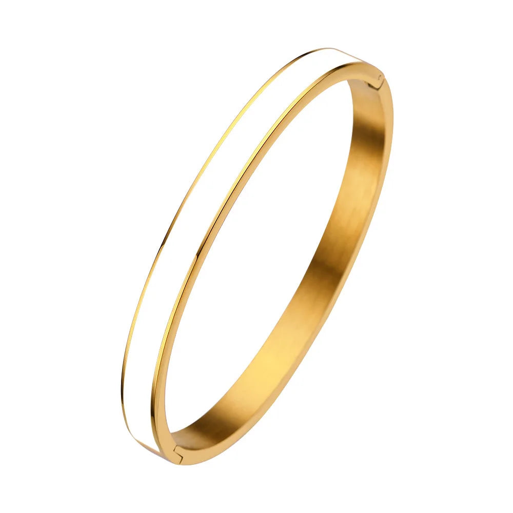 Zalman Colorful Enamel Bangles Women Gold Color Stainless Steel Simple Romantic Bracelet Never Fade Wholesale 2023