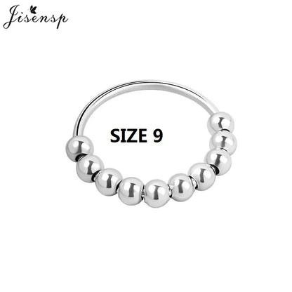 Simple Metal Beads Fidget Rotating Rings for Women Men Rotate Freely Anti Stress Anxiety Ring Spiral Round Ball Rotate Jewlery