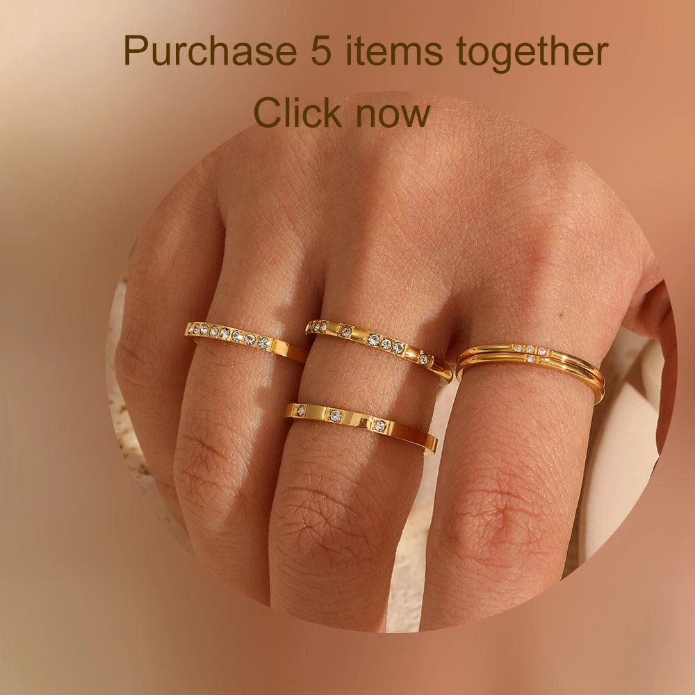 Tarnish Free Dainty Rings Stainless Steel 18K Gold Plated  Knuckle Rings For Lady waterproof Minimalist Gold Rings For Women