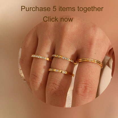 Tarnish Free Dainty Rings Stainless Steel 18K Gold Plated  Knuckle Rings For Lady waterproof Minimalist Gold Rings For Women
